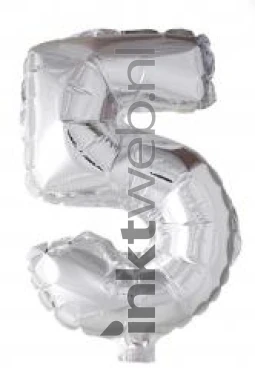Haza Opblaas Cijfer 5, 40cm zilver