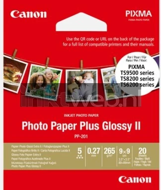 Canon PP-201 Plus Photo Paper 9 x 9 cm Glans |  | 265 gr/m² 1 stuks