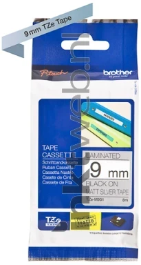 Brother TZE-M921 zwart op mat zilver breedte 9 mm