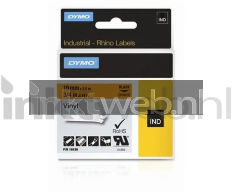 Dymo S0718500 zwart op oranje breedte 19 mm