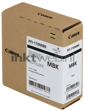 Canon PFI-110MBK inktfles mat zwart Front box