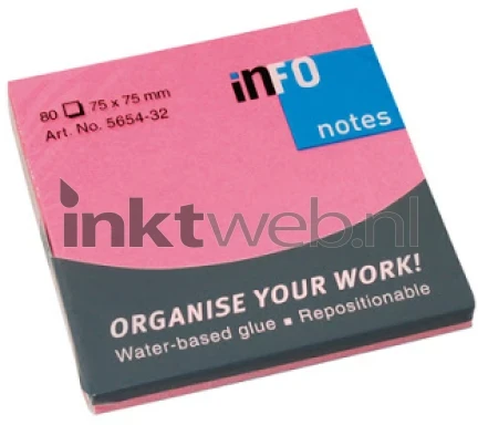 infoNotes Sticky Notes 75x75mm 12-pack roze