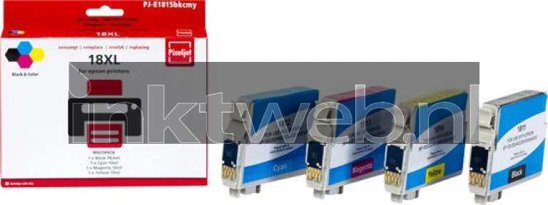 Huismerk Epson Epson 18XL 4-Pack zwart en kleur Combined box and product