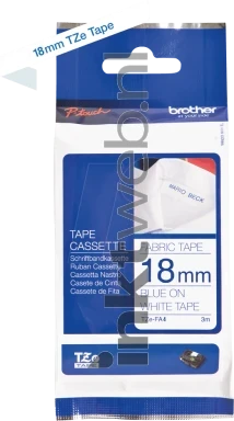 Brother TZe-FA4B blauw op wit breedte 18 mm