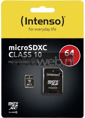 Intenso MicroSDHC Flashgeheugen 64GB zwart