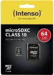 Intenso MicroSDHC Flashgeheugen 64GB zwart (Origineel)