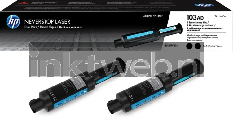 HP 103A 2pack zwart Combined box and product