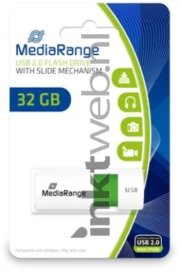 MediaRange USB flash drive 32GB color edition groen