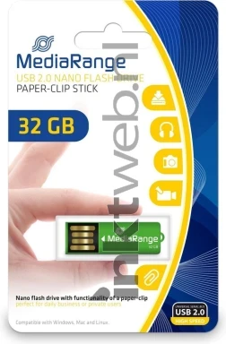 MediaRange USB nano flash drive 32GB paper-clip stick