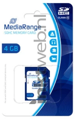 MediaRange Micro SDHC memory card, Class 10, 4GB blauw Front box