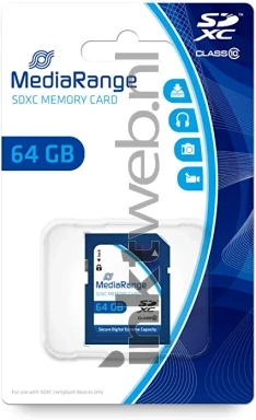 MediaRange SDXC memory card, Class 10, 64GB blauw