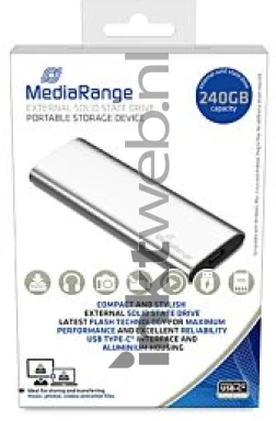 MediaRange Externe Solid State Drive 240GB, USB C Zilver Front box