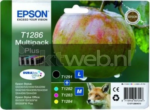 Epson T1286 Multipack plus zwart en kleur Front box