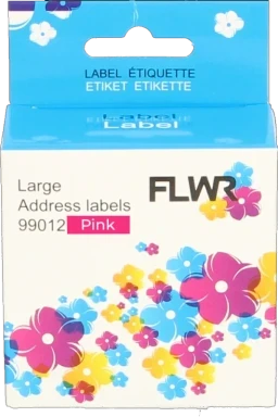 FLWR Dymo 99012 adreslabel 89 mm x 36 mm  roze