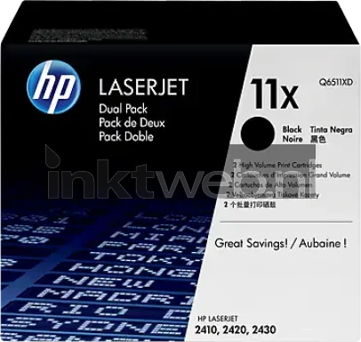 HP 11XD dual pack zwart