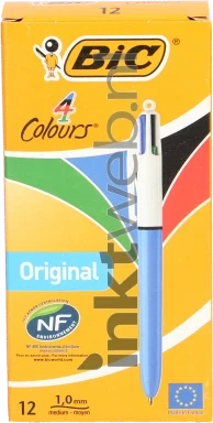 BIC balpen 4 kleuren medium 1 mm 12-pack blauw