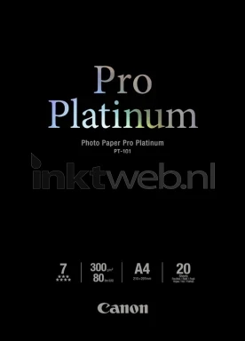 Canon PT-101 Professioneel Fotopapier Platinum Glans | A4 | 300 gr/m² 20 stuks