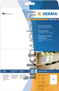 Herma Power 10909 permanente papieretiket 105 x 148mm wit Product only