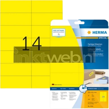 Herma 5058 Verwijderbare papieretiket 105 x 42,3mm geel