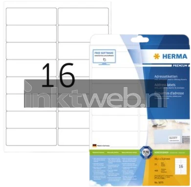 Herma 5075 Premium Permanente papieretiket 99,1 x 33,8mm wit