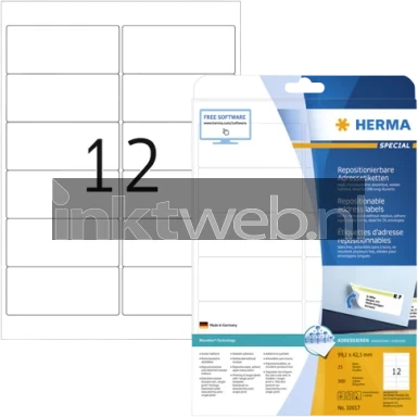 Herma 10017 Verwijderbare Papieretiket 99,1 x 42,3mm wit