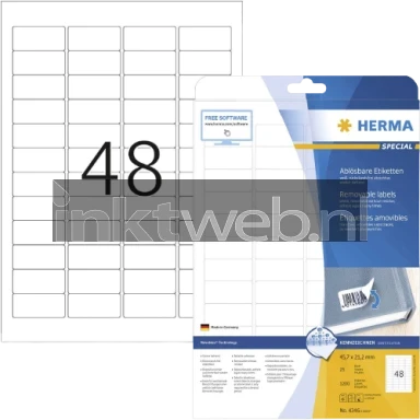 Herma 4346 Verwijderbare Papieretiket 45,7 x 21,2mm wit