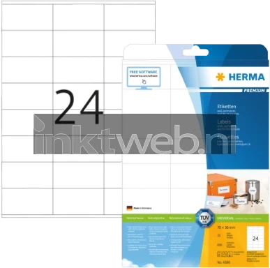 Herma 4360 Premium Permanente Papieretiket 70 x 36mm wit