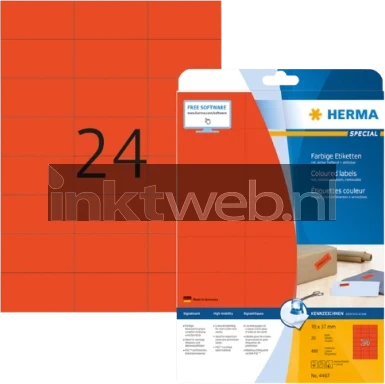 Herma 4467 Verwijderbare Papieretiket 79 x 37mm rood