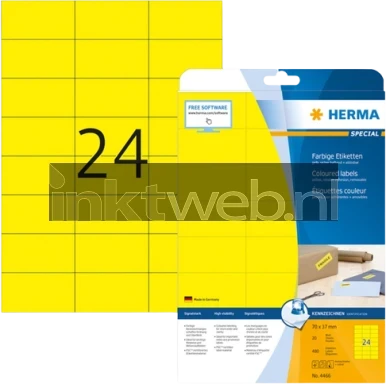 Herma 4466 Verwijderbare Papieretiket 70 x 37mm geel