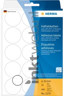 Herma 2270 Permanente papieretiket 32mm rond wit