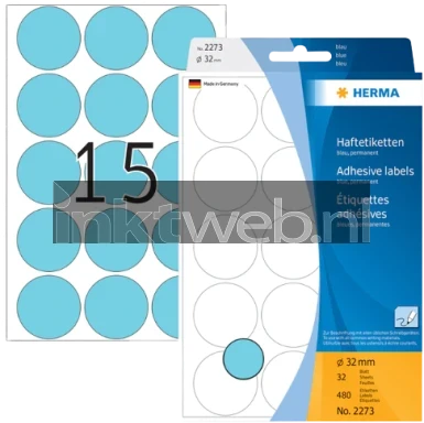Herma 2273 Permanente papieretiket 32mm rond blauw
