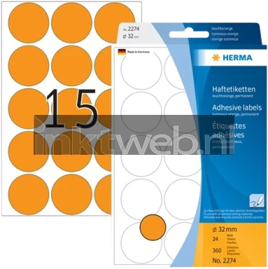 Herma 2274 Permanente papieretiket 32mm rond oranje