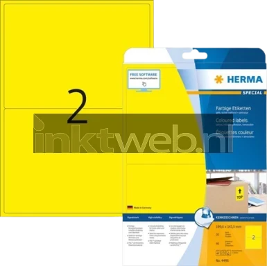 Herma 4496 Verwijderbare Papieretiket 199,6 x 143,5mm geel