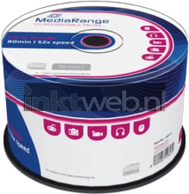 MediaRange CD-R 700 mb | 80 min. | 52x snelheid 50 stuks blanco