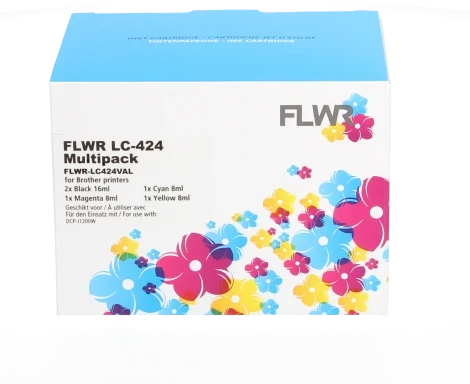 FLWR Brother LC-424 Multipack zwart en kleur Front box