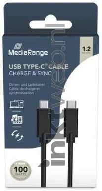MediaRange USB-C naar USB-C kabel - 100W snellader zwart