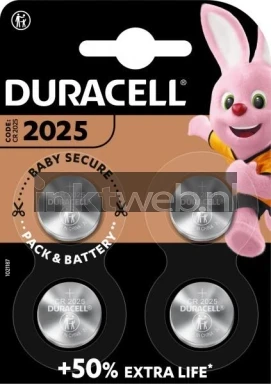 Duracell lithium CR2025 knoopcel 3V (4 stuks)