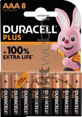 Duracell Alkaline Micro AAA LR03 1.5V Plus (8-pack)