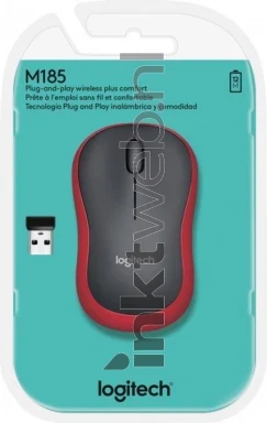 Logitech Muis M185 Wireless rood