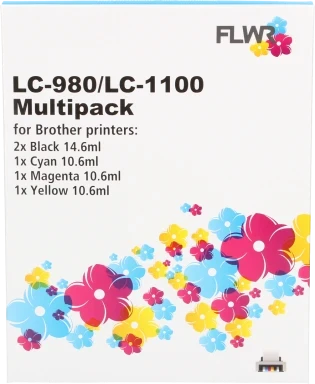 FLWR Brother LC-980 / LC-1100 Multipack zwart en kleur