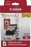 Canon CLI-571XL Multipack + fotopapier zwart en kleur Front box
