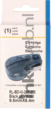 Huismerk Brady M21-375-595-WT zwart op wit breedte 9.5 mm