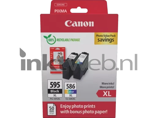 Canon PG-595XL / CL-586XL photo value pack zwart en kleur Front box