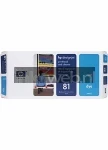 HP 81 printkop en printkopreiniger cyaan (Origineel)