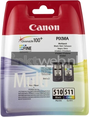 Canon PG-510/CL-511 (Opruiming 2 x 1-pack) zwart en kleur