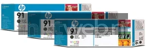 HP 91 3-pack mat zwart (Origineel)