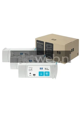 HP 81 cyaan Combined box and product