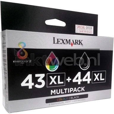 Lexmark 43XL en 44XL (Opruiming 2 x 1-pack los) zwart en kleur