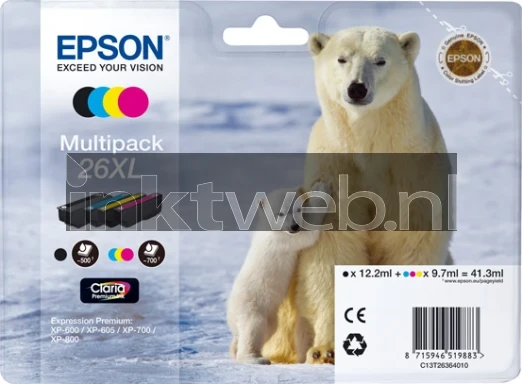 Epson 26XL Multipack zwart en kleur