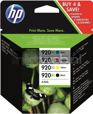 HP 920XL Multipack (Opruiming 4 x 1-pack los outlet) zwart en kleur